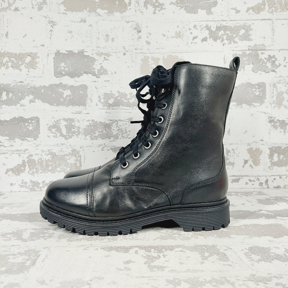 NEW Zodiac Women's Bruna Black Lace-Up Combat Boots H342 - Picture 1 of 11
